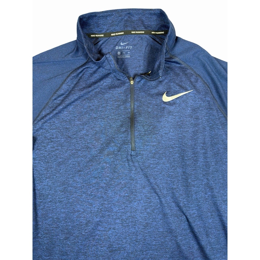 Nike Running Dri-FIT Element 1/4 Zip Pullover Mens 2XL Blue Reflective Shirt